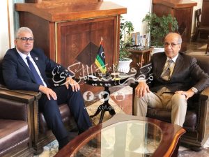 الصديق الكبير يستقبل باشاغا في مقر المصرف ويعد بدعم الوزارة