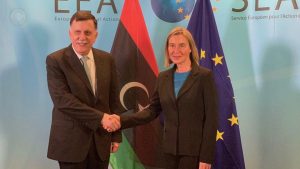 السراج يجتمع مع الممثلة العليا للسياسة الخارجية الأوروبية بمقر المفوضية ببروكسل